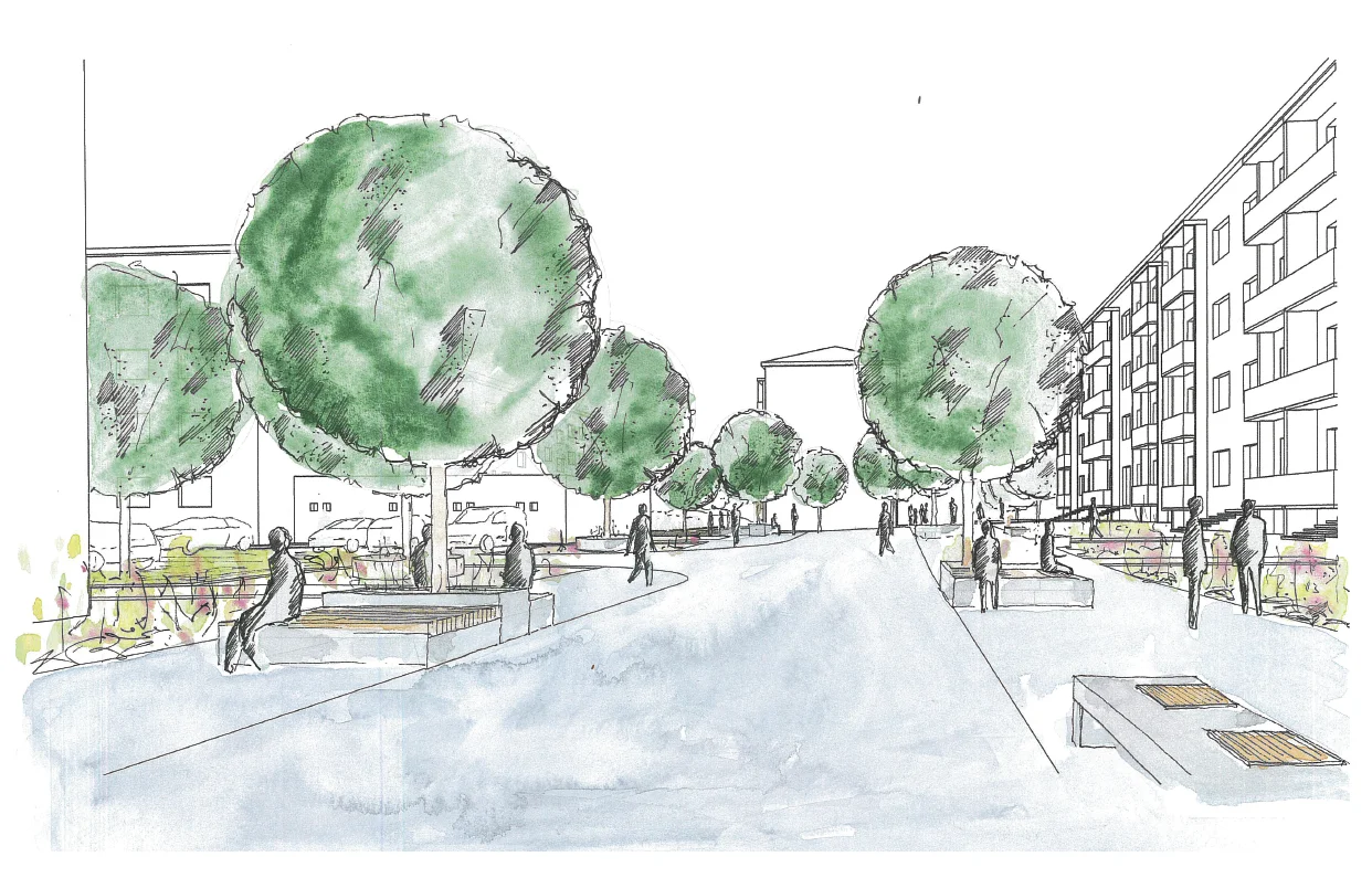 Varianta A: Klidnější, bezpečnější ulice umožňující setkávání