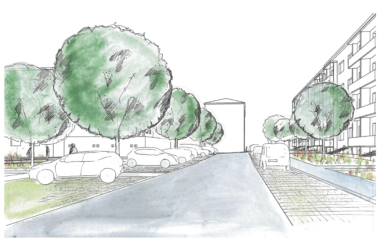 Varianta B: Standardně řešené ulice s podélnými a kolmými stáními